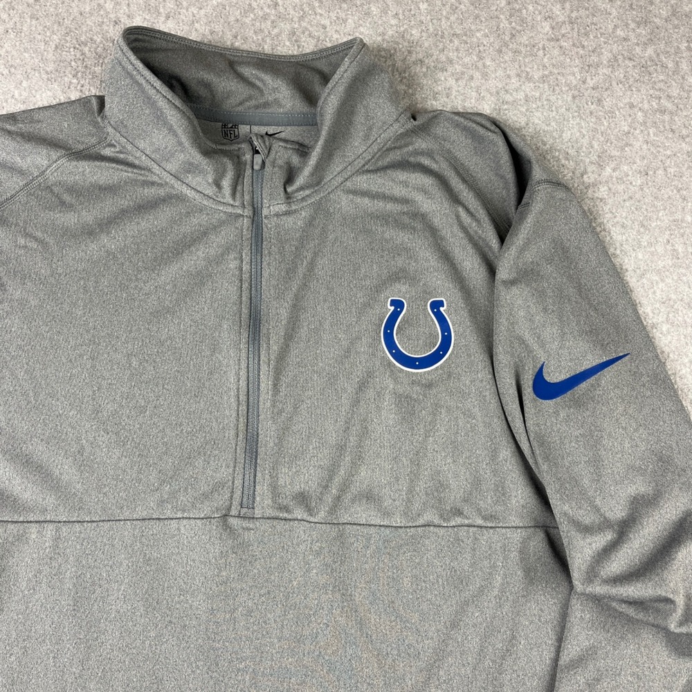 Nike Pullover Mens 2XL Gray Indianapolis Colts NFL Dri-FIT Quarter Zip Jacket